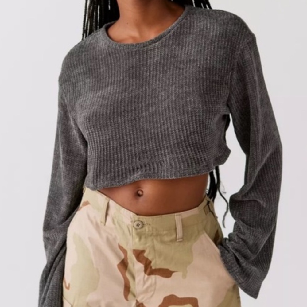 🟤NWT URBAN RENEWAL Remnants Cozy Drippy Sleeve Sweater in Gray MED